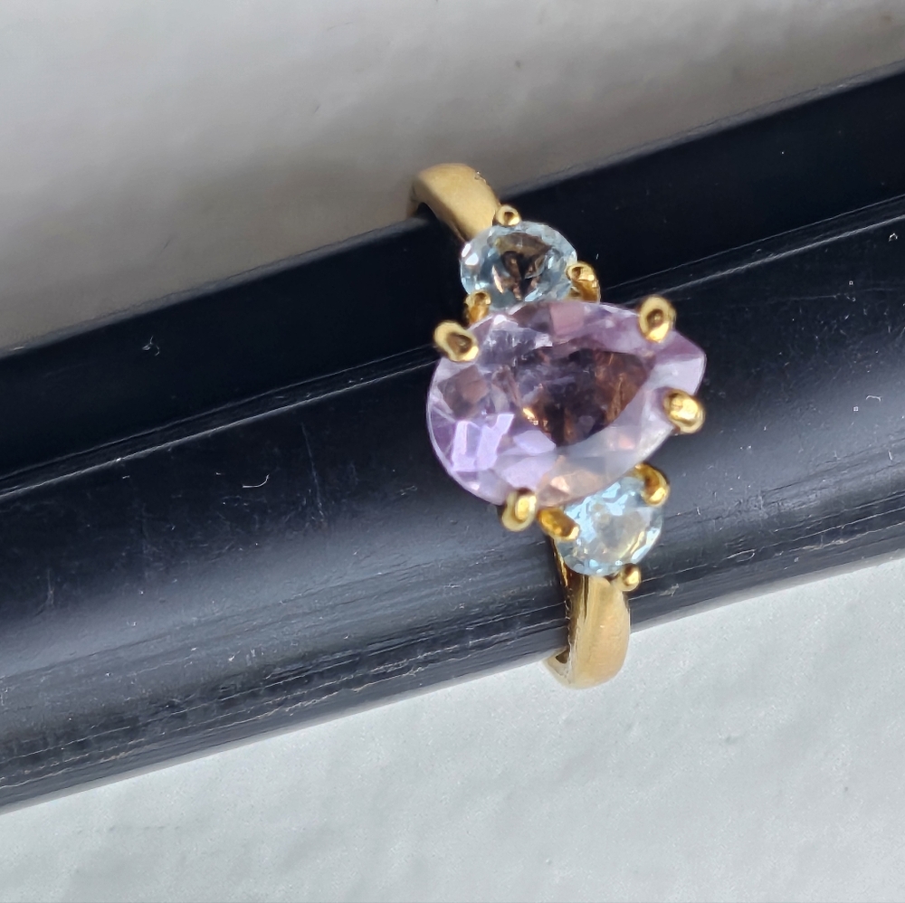Gold and Purple Gemstone Women's Ring